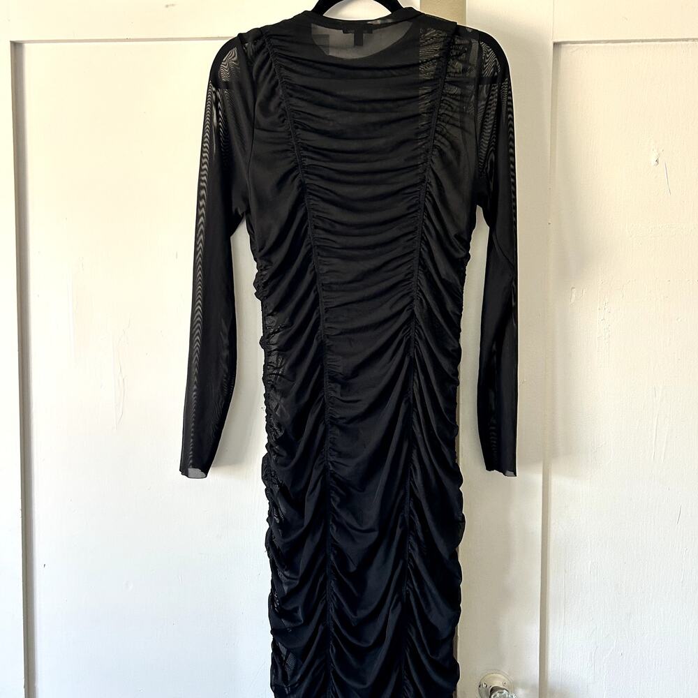 AFRM sheer long sleeve ruched midi glam dress - Picture 3 of 5